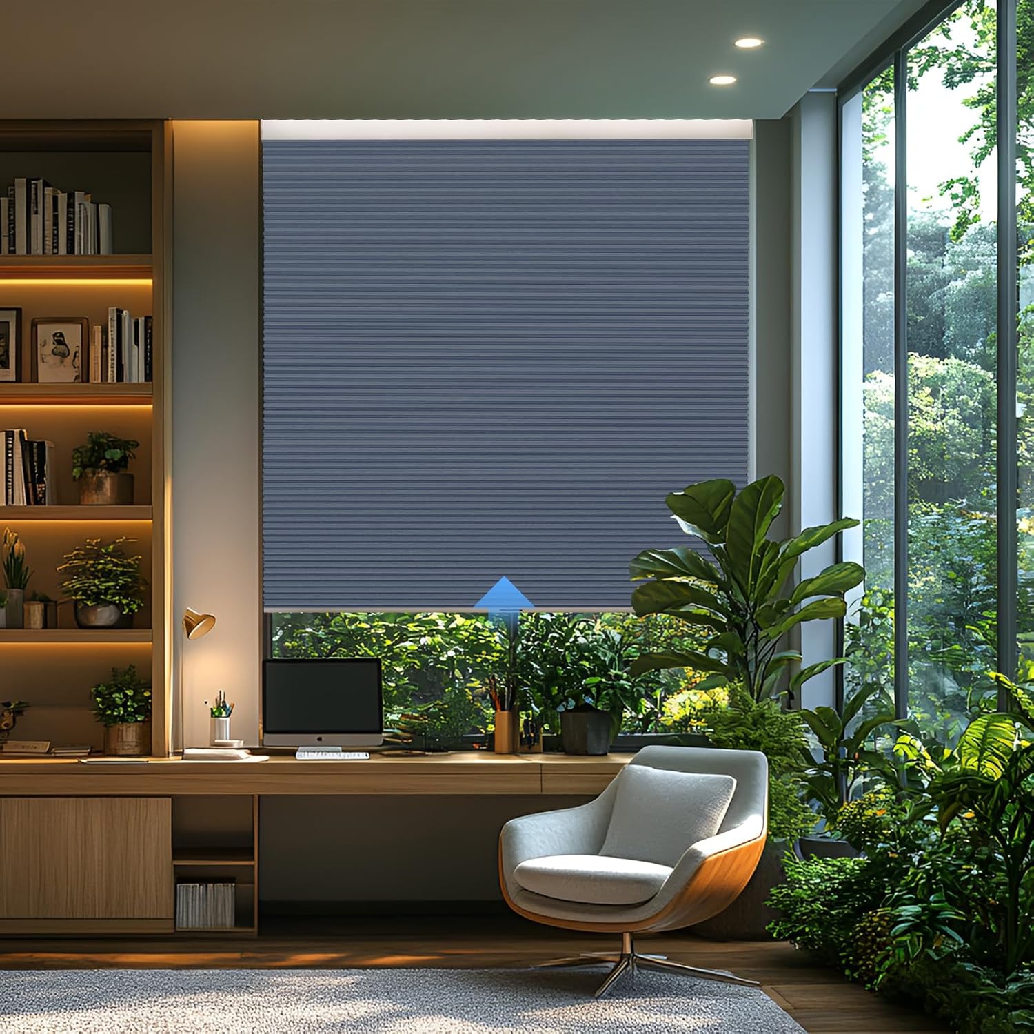 Cordless Honeycomb Cellular Shades Easy to Install UV Protection Indoor Windows Thermal Insulated Noise Reduction Blinds, Blackout-White
