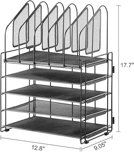 Miniatura 6 de Lavatino Organizadores de escritorio con clasificador de archivos, organizador de archivos de escritorio de malla de 5 niveles con 5 soportes