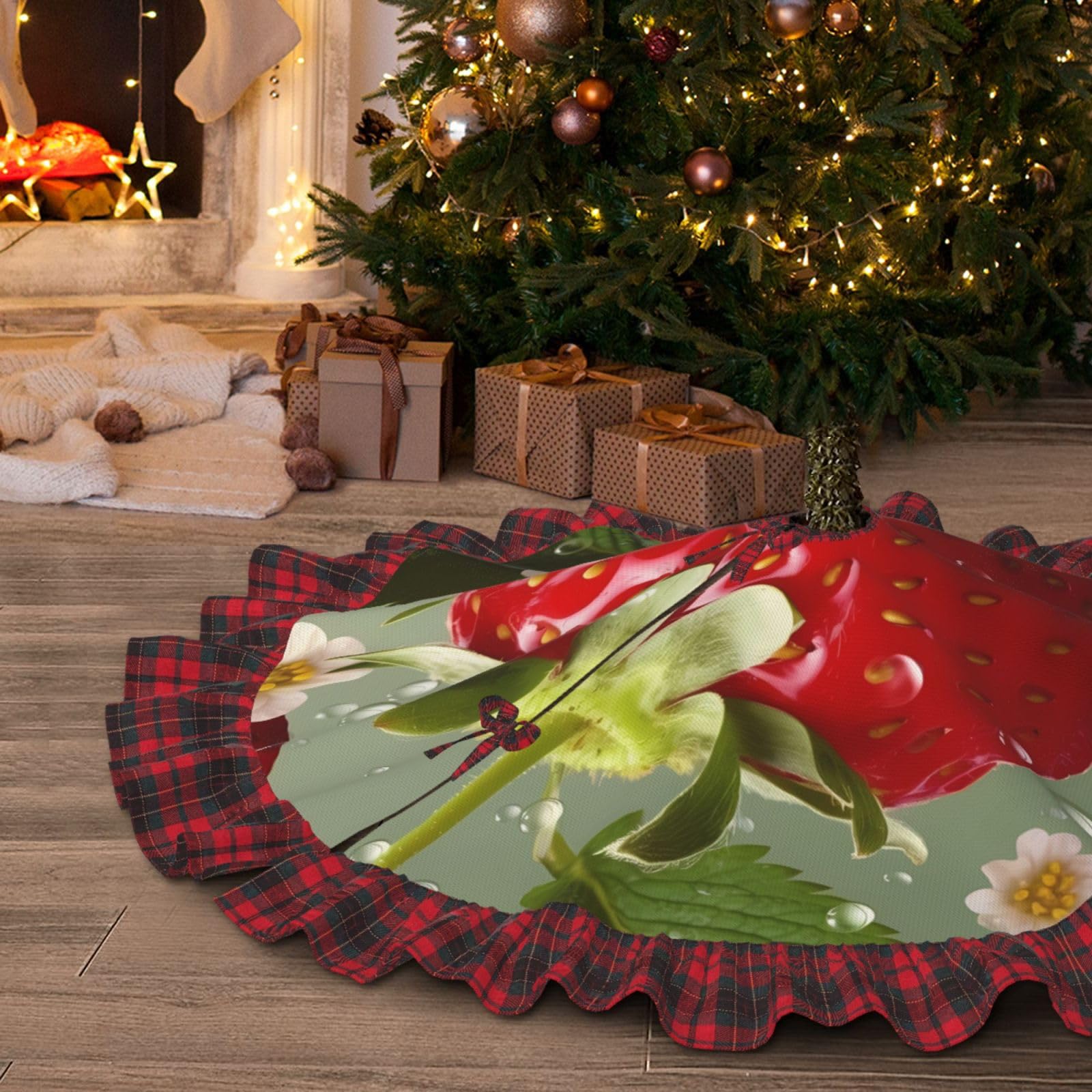 Jupe de sapin de Noël 121,9 cm pour protéger le sol des aiguilles et de l'eau