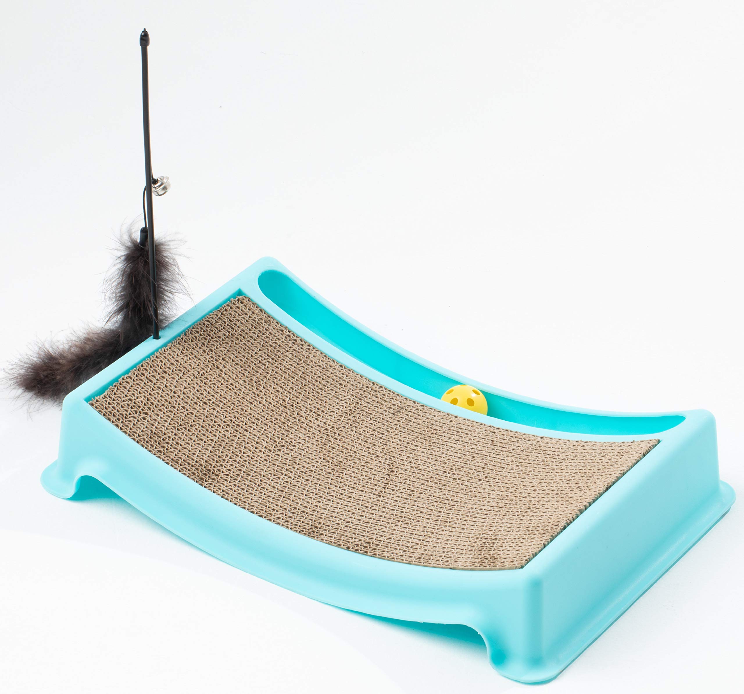 No Brande Plastic Cat Scratcher and Cat Bed for Indoor with Cat Teaser 17.7×13.7×3.1 Inches Includes 1 Pack Catnip
