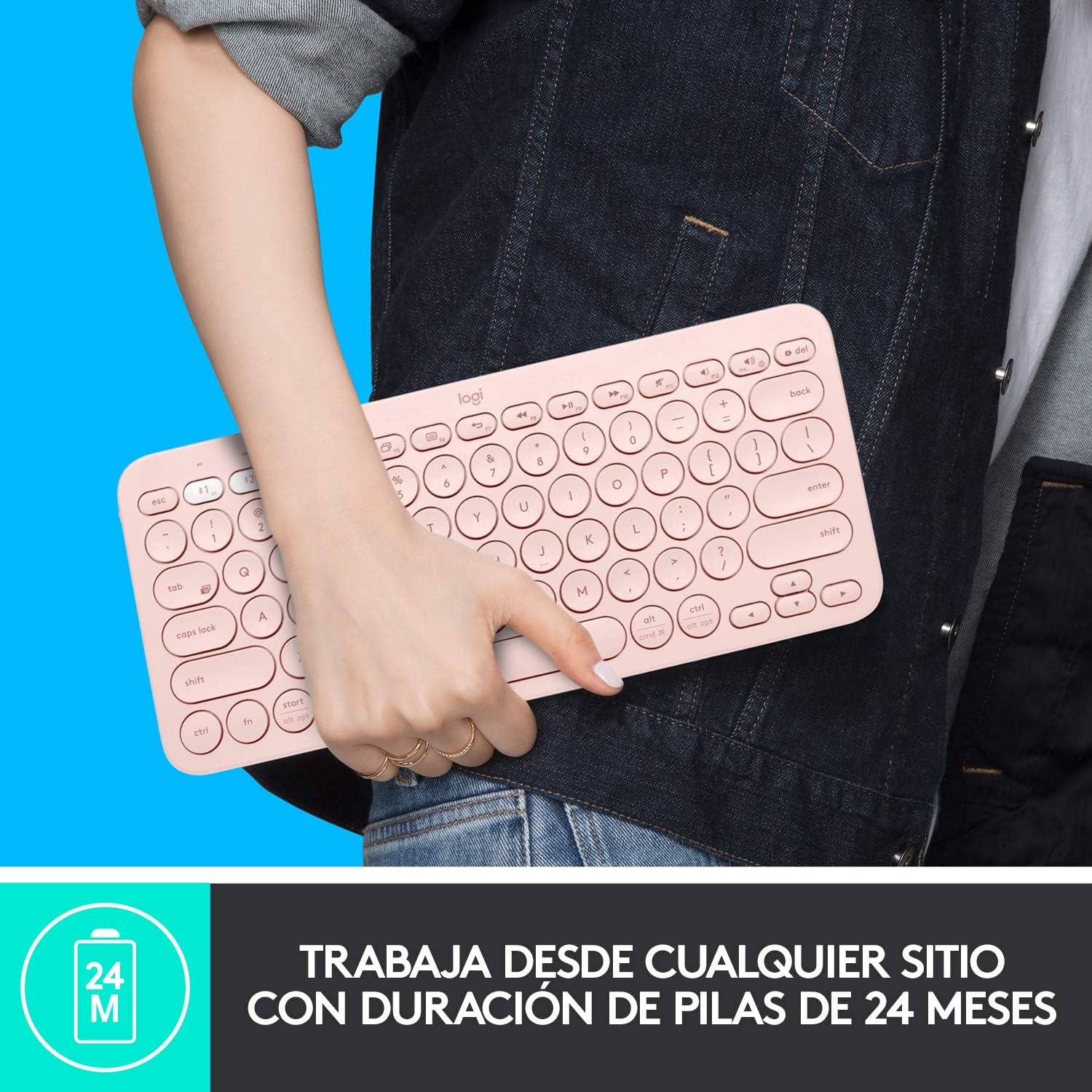 Logitech K380 Teclado Inalámbrico Multi-Dispositivos, Rosa, Tamaño único 6