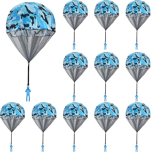 Vista 15 de 12 piezas de juguete de paracaídas, paracaídas de camuflaje para hombre, sin enredos, regalos voladores al aire libre, juguete de paracaidista,