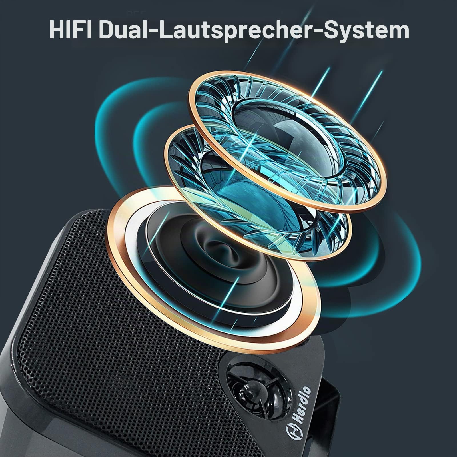 Herdio 4 Zoll Bluetooth 100 Watt Wasserdichter Marine Stereo Box Lautsprecher für Boot ATV UTV Heavy Duty Powersport Fahrzeuge Hof (Schwarz)