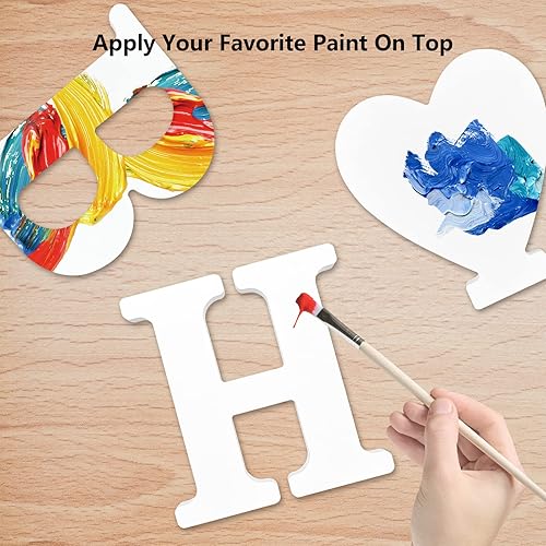 Miniatura 3 de DEEZOMO Letras de madera blancas 3D de 4 pulgadas, letras del alfabeto de madera sin terminar para decoración de pared, manualidades de madera,