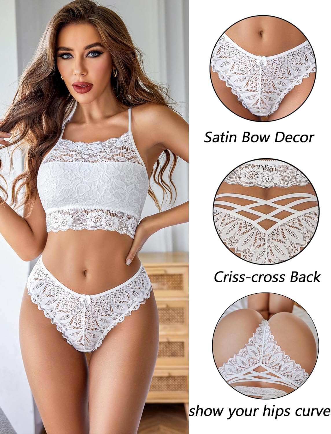 Avidlove Womens Underwear Lace Cheeky Panties Criss Cross Back Bikini Thongs Sexy Undies - Image 4