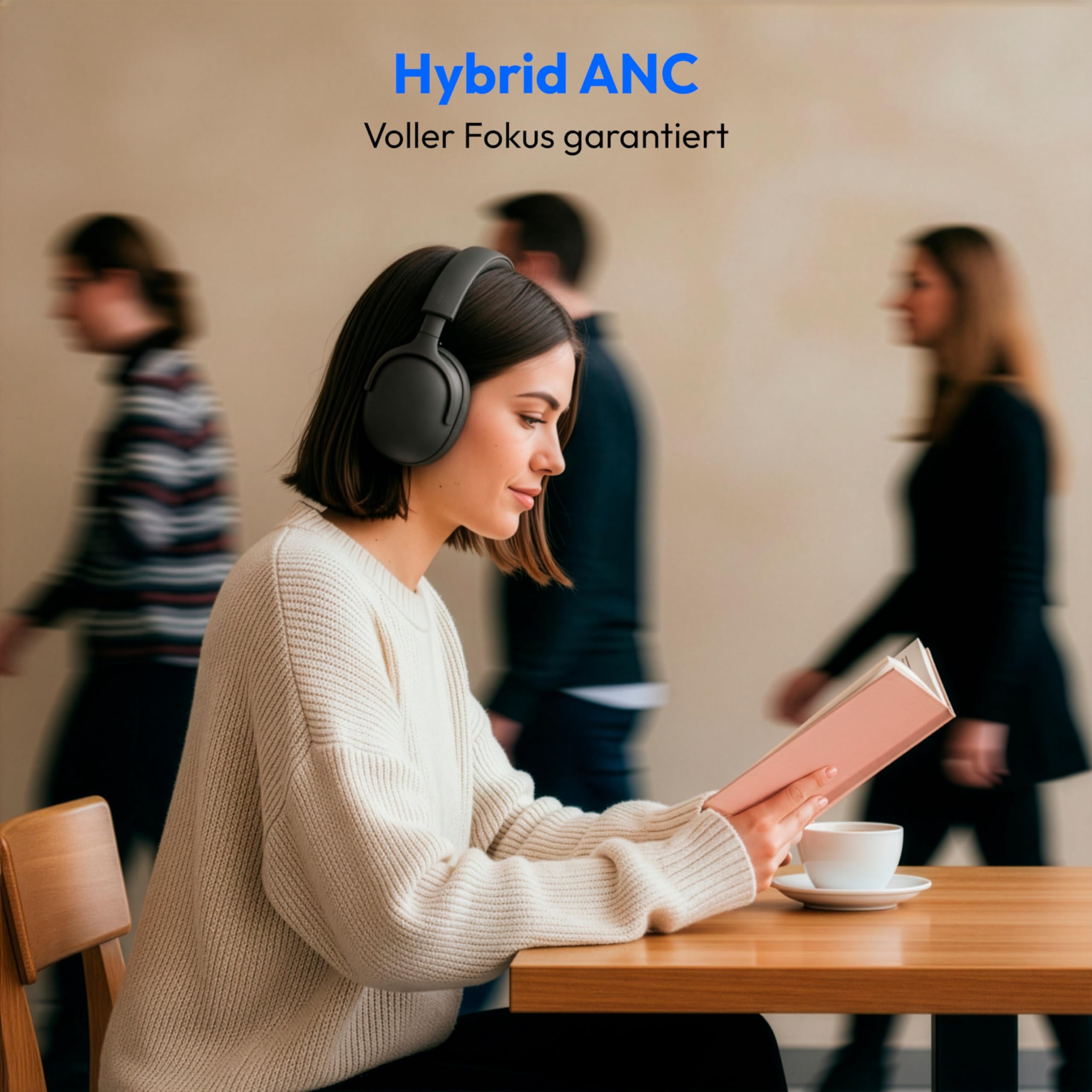 MEDION Over Ear Kopfhörer HX-1 Pro (kabellos, Hybrid Active Noise Cancelling ANC, Bluetooth 6.0, Wireless, 7+1 EQ Presets, bis zu 190 Stunden Akkulaufzeit, IPX4 Spritzwasserschutz) urban anthrazit