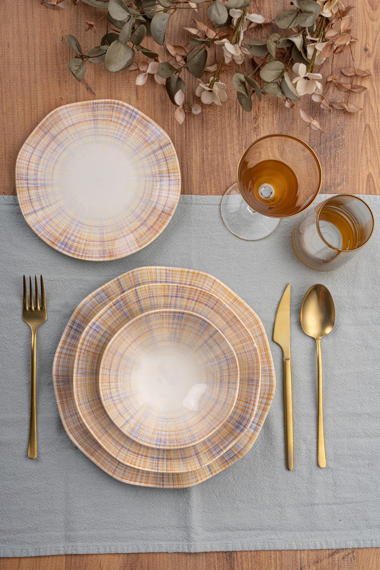 Elegancki 24-częściowy zestaw obiadowy, 100% porcelana, w zestawie talerze serwisowe, miski, talerze deserowe, do mycia w zmywarce i do kuchenki mikrofalowej, idealny na każdą okazję