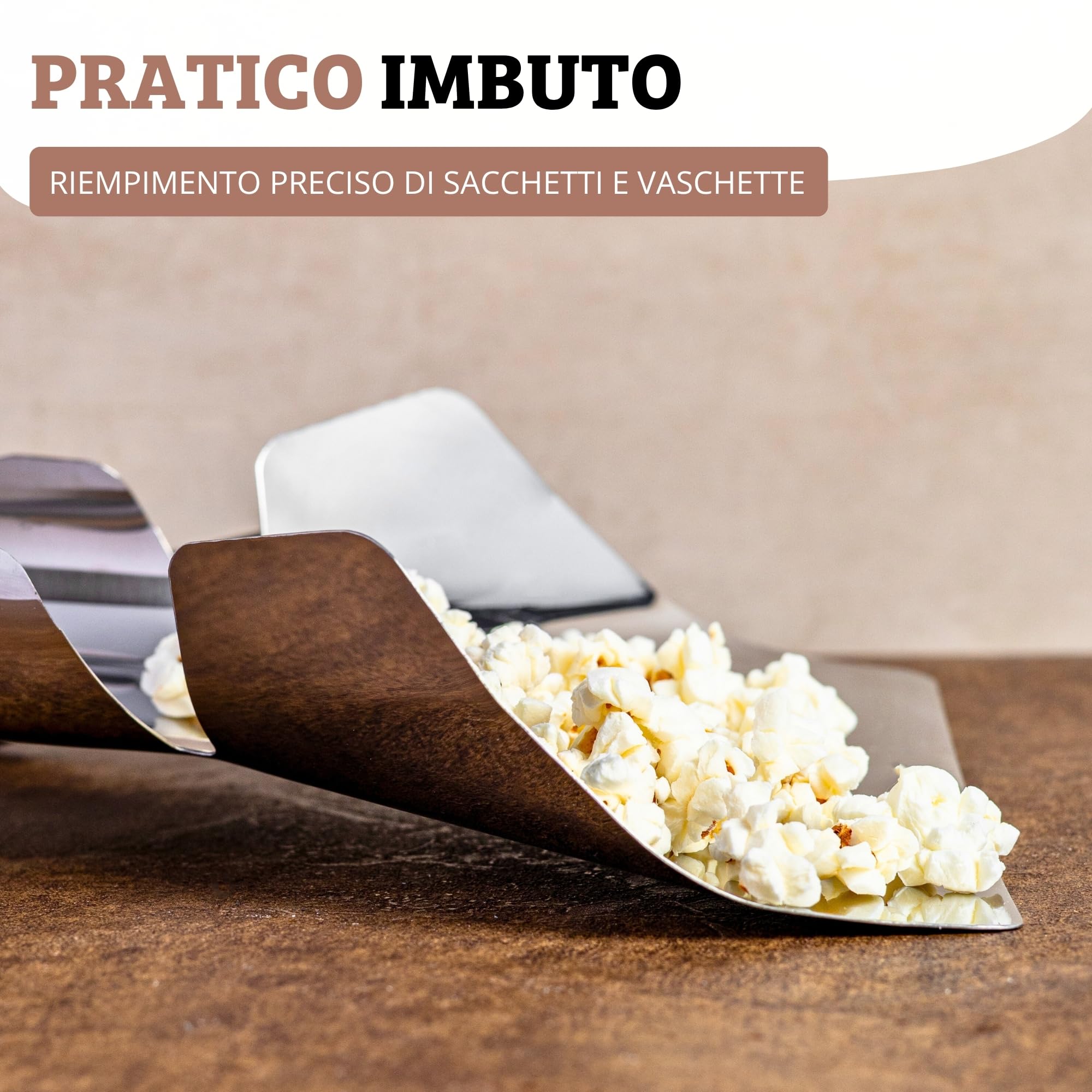Westmark Paletta per patatine fritte/popcorn, Acciaio inox, 20 x 12 cm, 23 cm, Argento/Nero