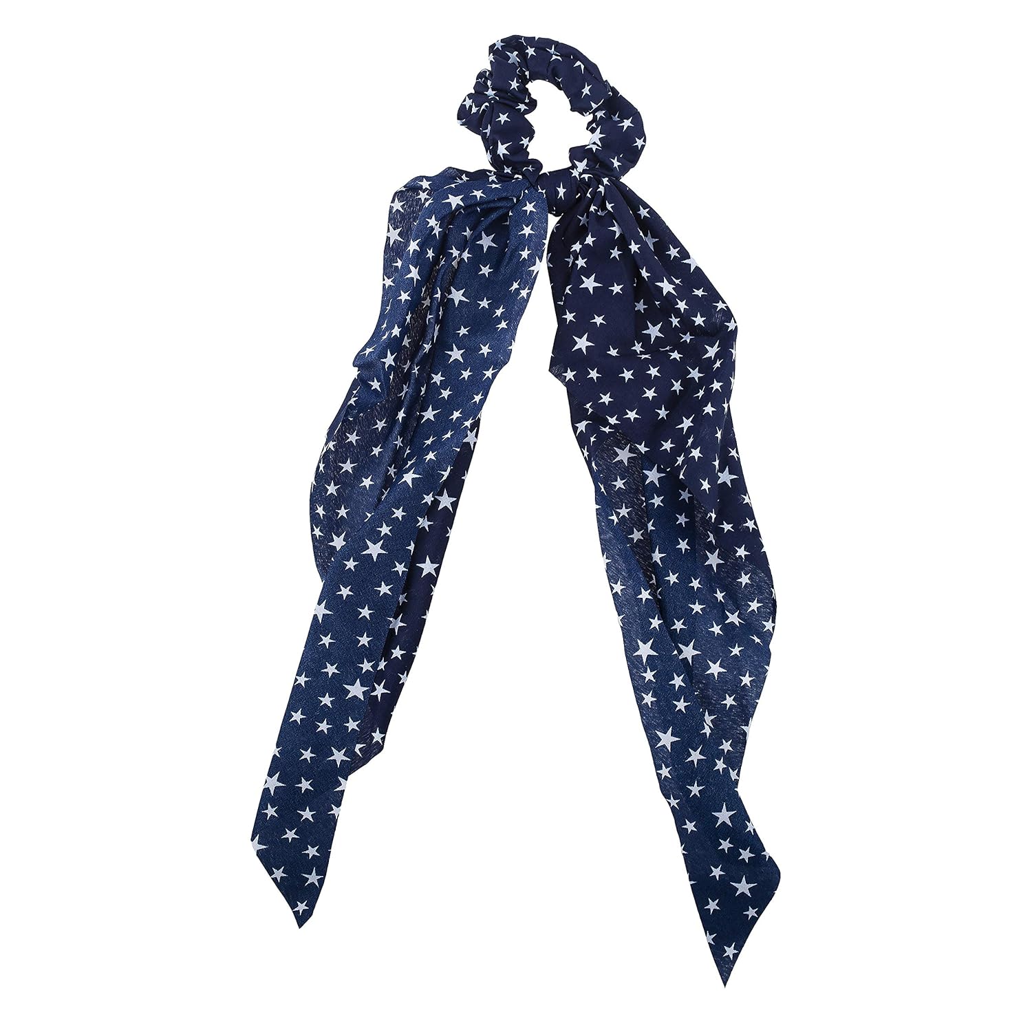Lux Accessories Night Navy Blue Stars Print Tie Scarf Fashion Hair Ponytail