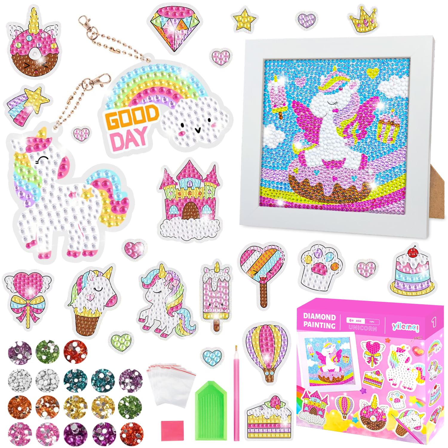 DiiWmme Kit Diamond Painting Per Bambine 5-12 Anni - Farfalla Con Cornice In Legno - Attività Creativa Fai Da Te E Regalo - 2