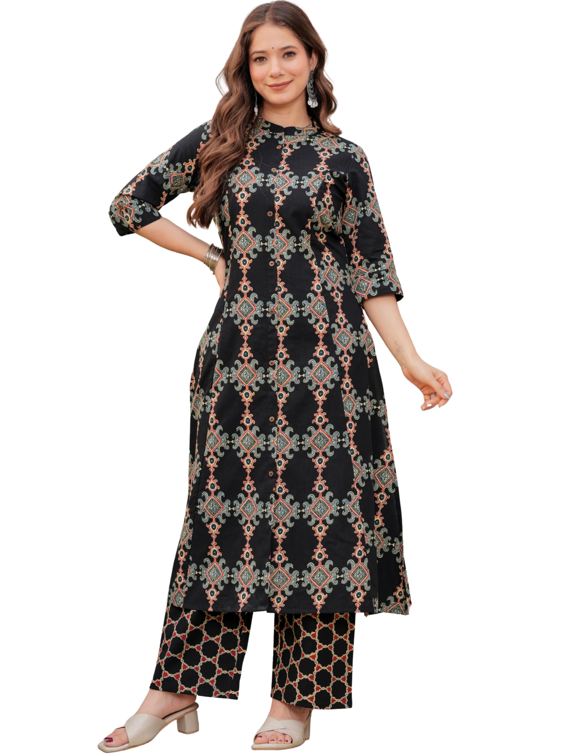rytras Women Pure Cotton Printed A-Line Kurta Sets with Palazzos|Kurti Set for Woman|Cord Set for Women Cotton-picture-21