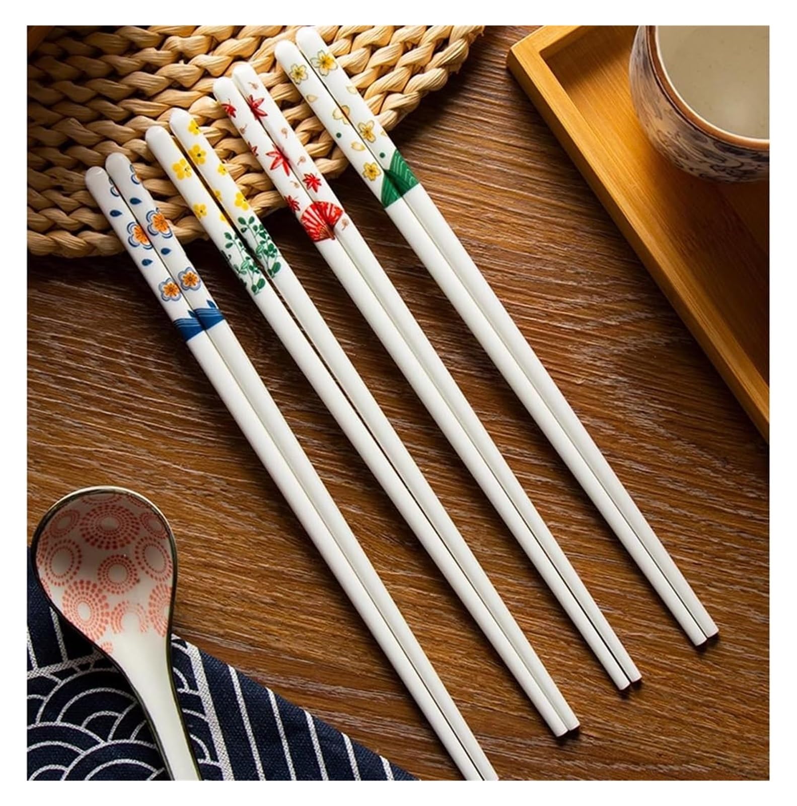 Baguettes en céramique, Cadeau japonais mignon de baguettes en porcelaine, 10 paires réutilisables céramique d'os haute qualité Chine(A)