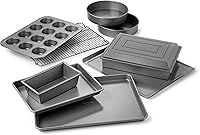 Calphalon 10-Piece Nonstick Bakeware Set: Cookie Sheets, Cake Pans, Muffin Pan, Cooling Rack - Dishwasher Safe, Even Heating