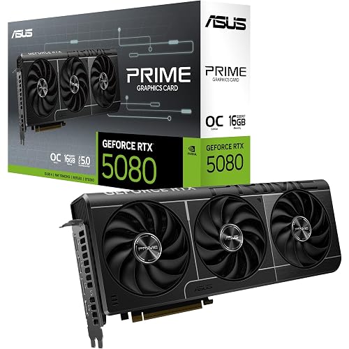 ASUS SFF-Ready Prime NVIDIA GeForce RTX™ 5080 EVO 16GB GDDR7 OC Edition Graphics Card (PCIe® 5.0, HDMI®/DP 2.1, 2.5-Slot, Axial-tech Fans, Dual BIOS), 3 Year Warranty
