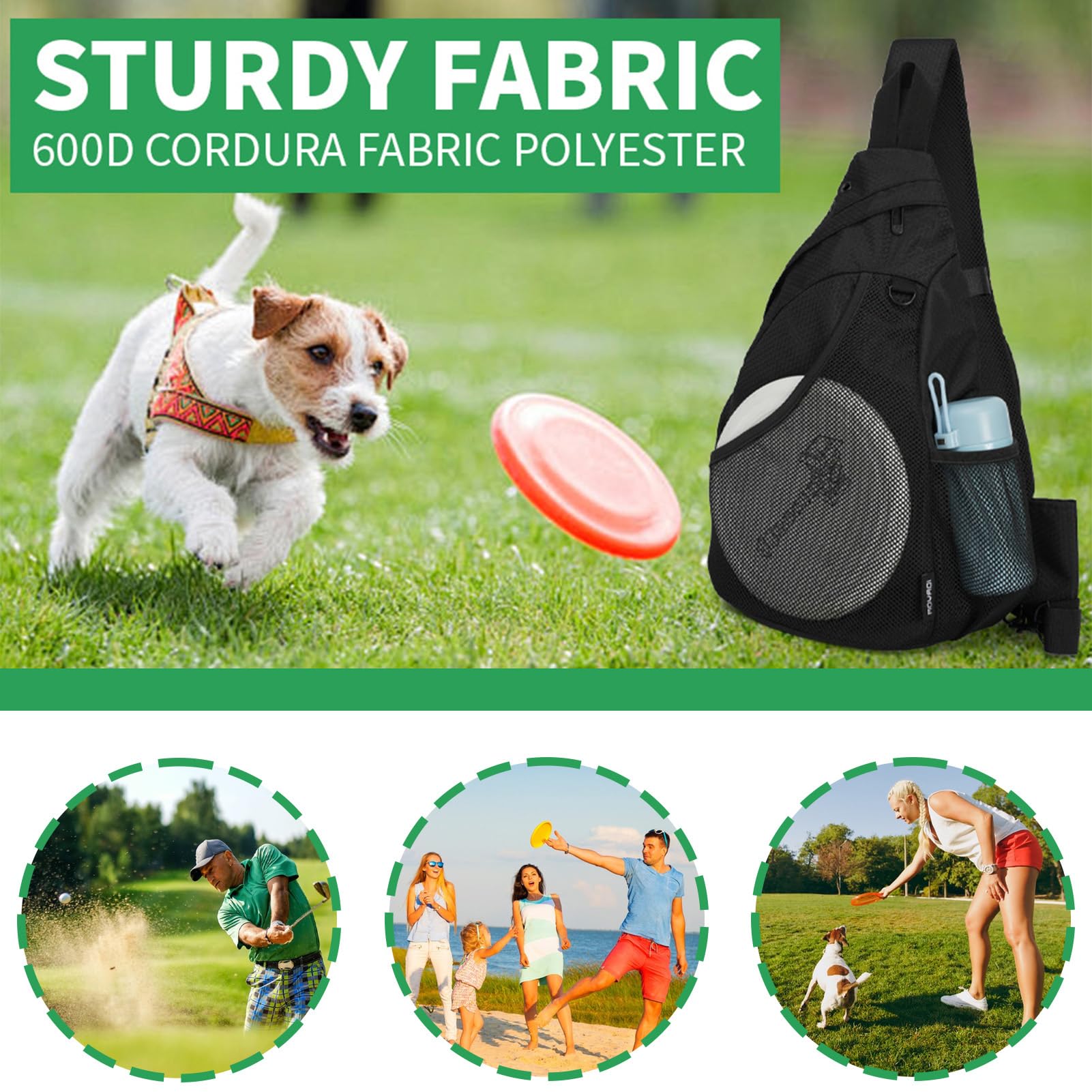 Disc-Golftasche, große Golftasche mit verstellbarem Gurt – Sport- und Unterhaltungszubehör für Trennwände, Griffaufbewahrungshaken, Schultern, Softball, Tennis, Fitness, Camping