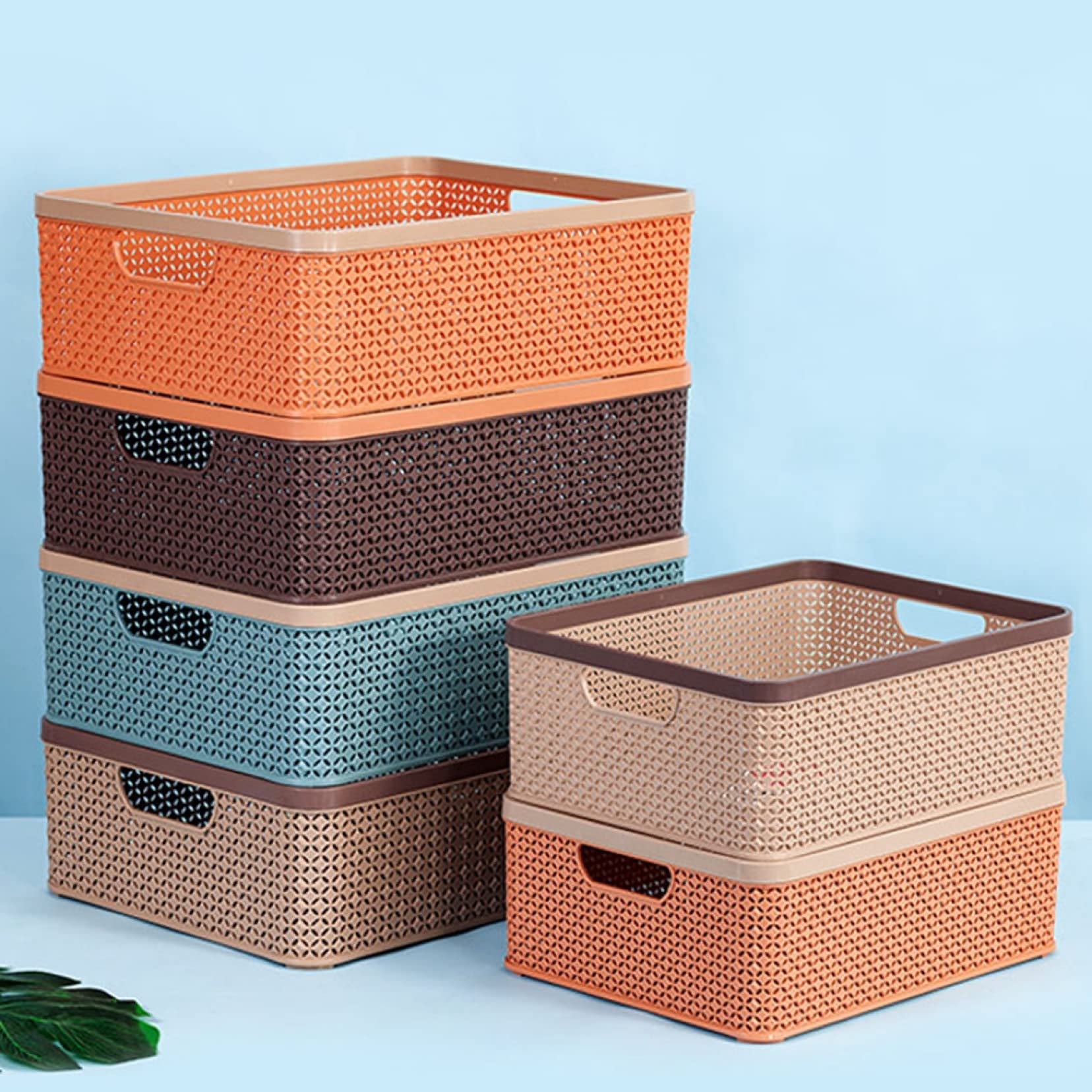 Amazon.co.jp: 収納バスケット 収納かご 収納ボックス A4 カラー編み