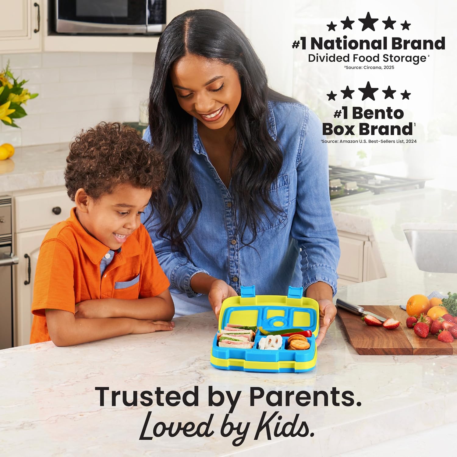 Bentgo Kids Bento-Style 5-Compartment Leak-Proof Lunch Box | Ideal Portion Sizes for Ages 3-7, Durable, Drop-Proof, Dishwasher Safe, PFAS & BPA-Free Materials (Citrus Yellow)