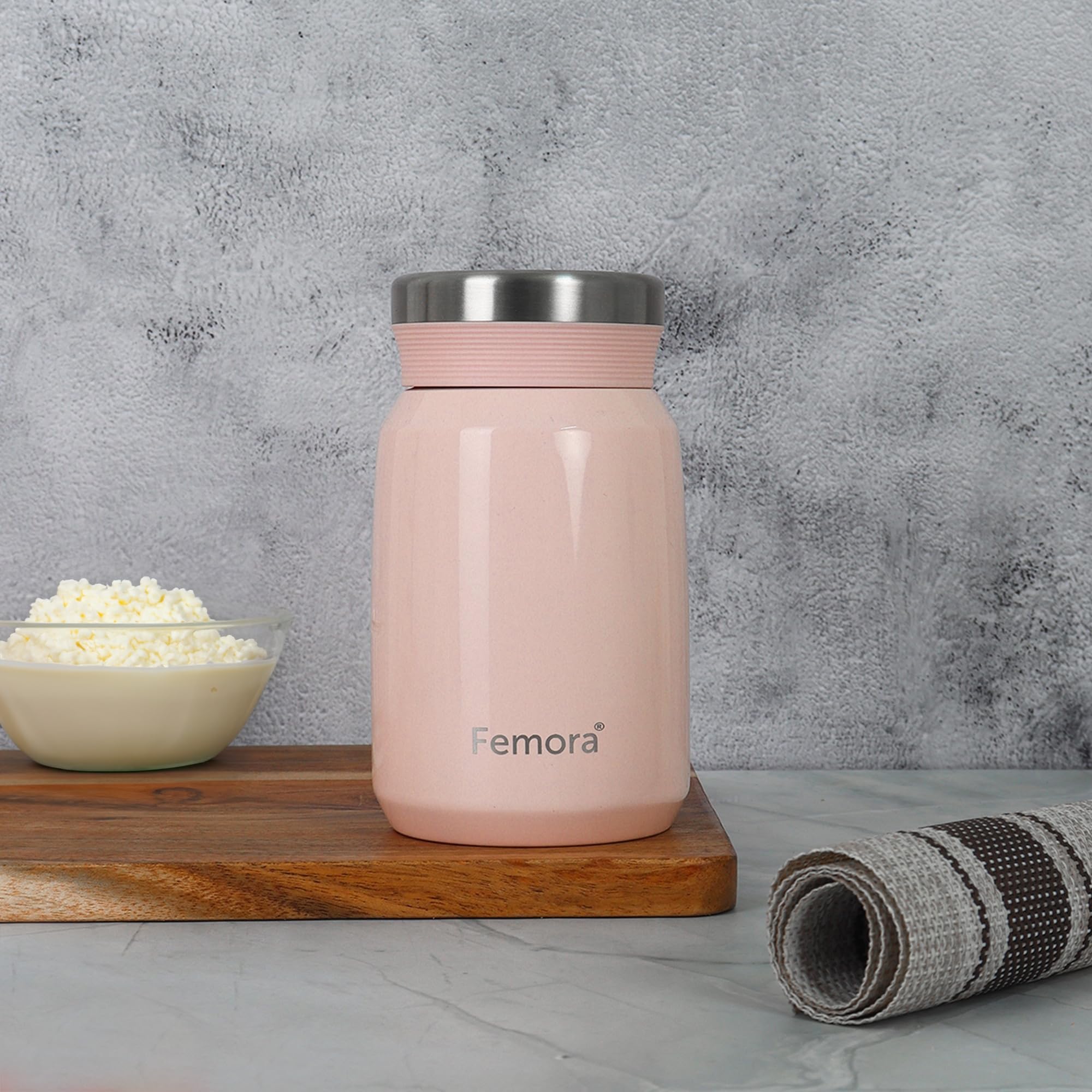 Femora Stainless Steel Vacuum Insulated Soup Flask, Hot & Cold Food Jar with Leakproof Screw Lid, 500 ML, Pink (B0CJ9MXLRF) Amazon Price History, Amazon Price Tracker
