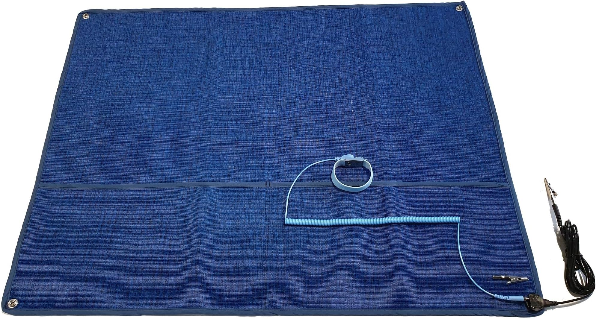 Minadax® ESD Protection SET | Antistatic Mat, Wrist Loop and Earthing Cable (Blue XXL 60x80 cm)