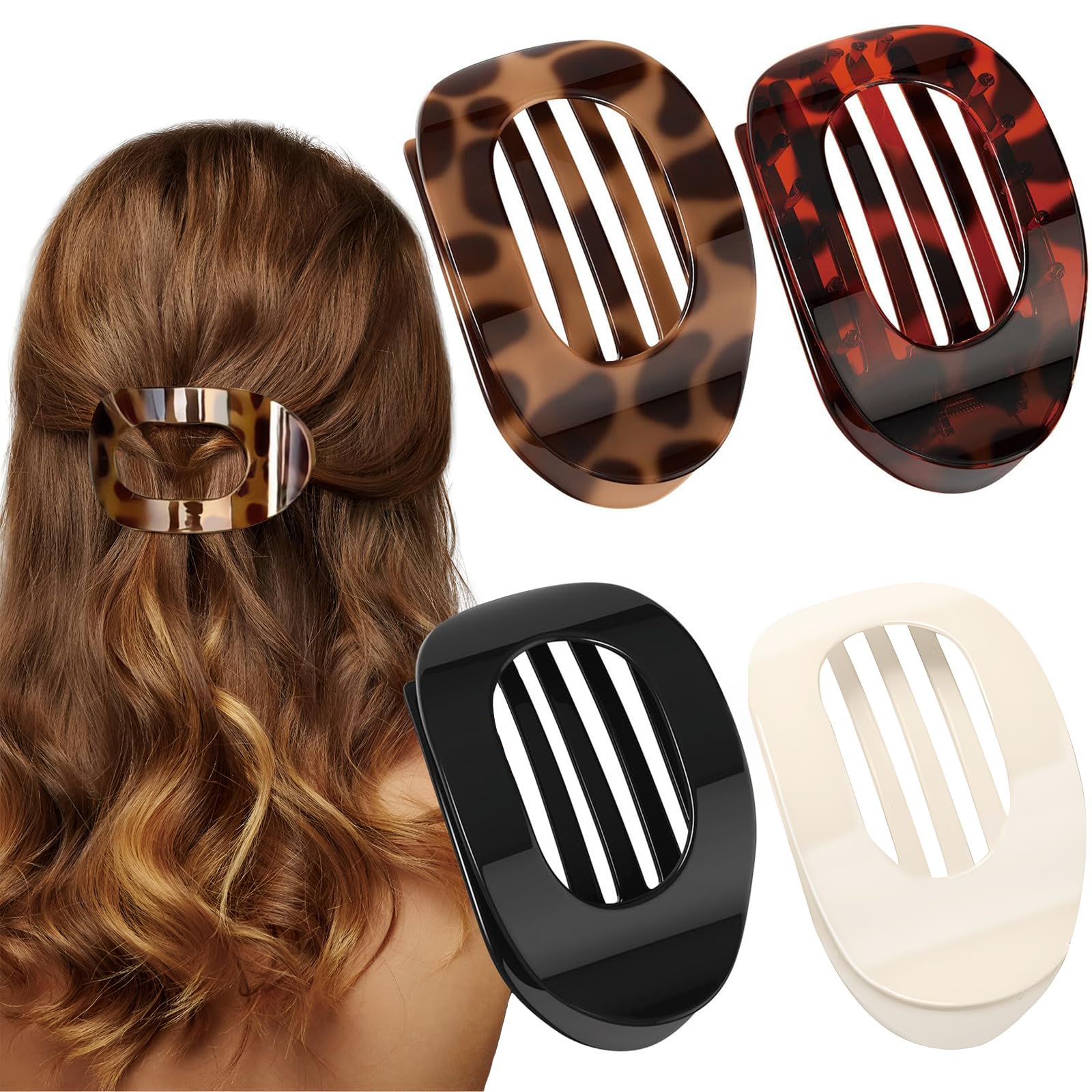VivaSmile 4 PCS Flat Hair Clips for Women Curved Design Duckbill Hair Clips for Lying Driving