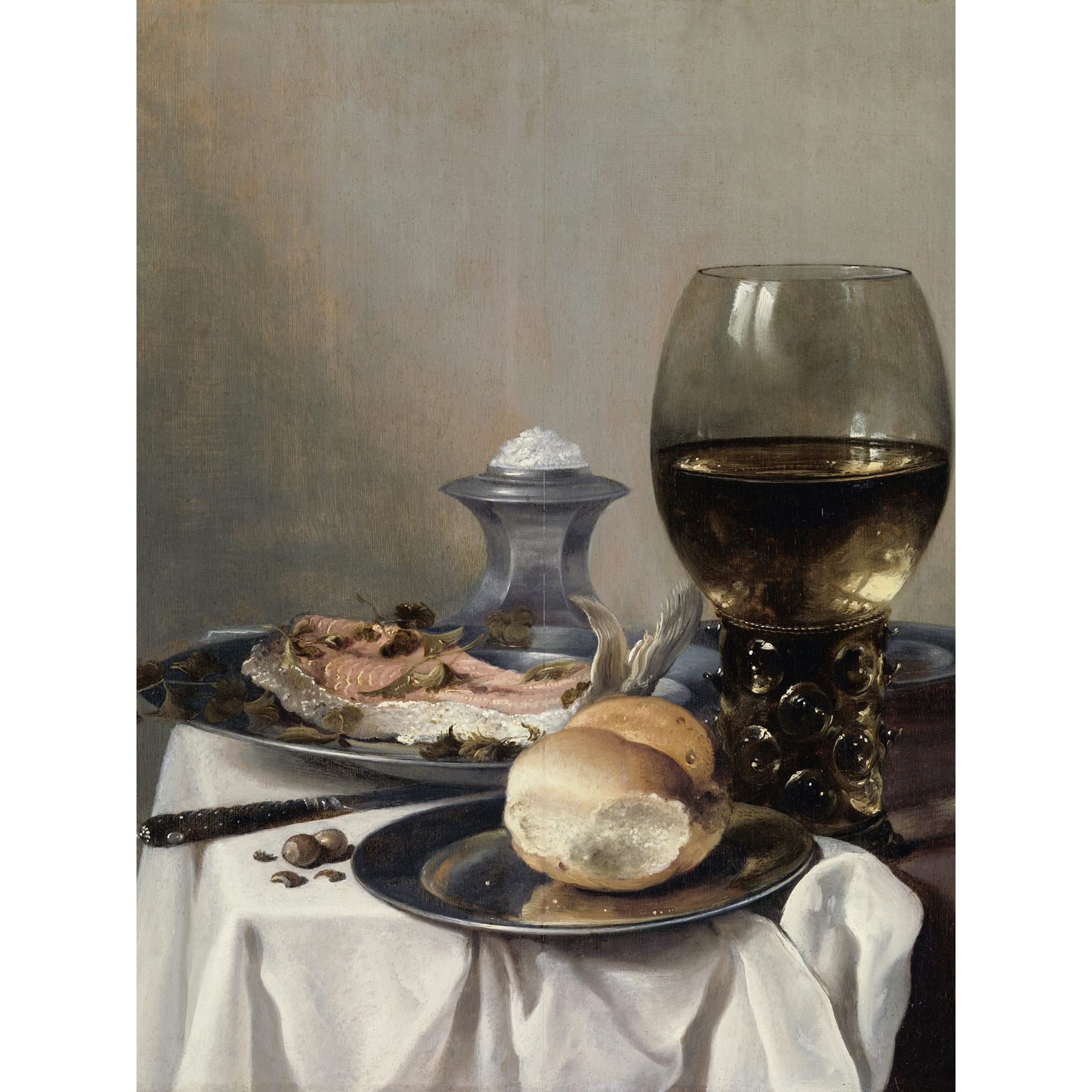 Artery8 Pieter Claesz Still Life With A Salt Realism Large XL Wall Art Canvas Print
