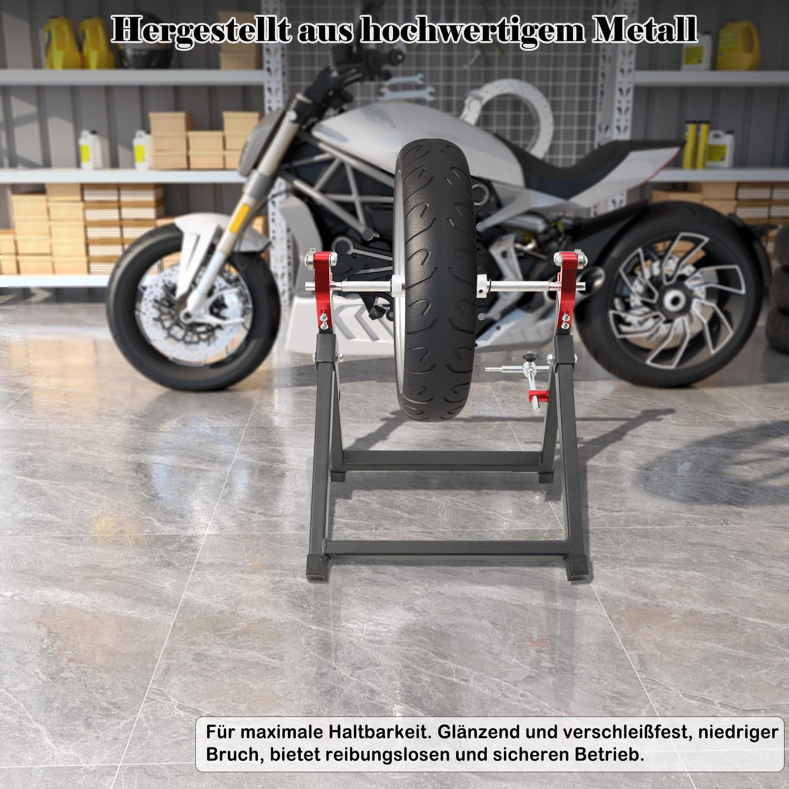 Radwuchtmaschine mit Zentrierständer für Motorrad bis 23 Zoll