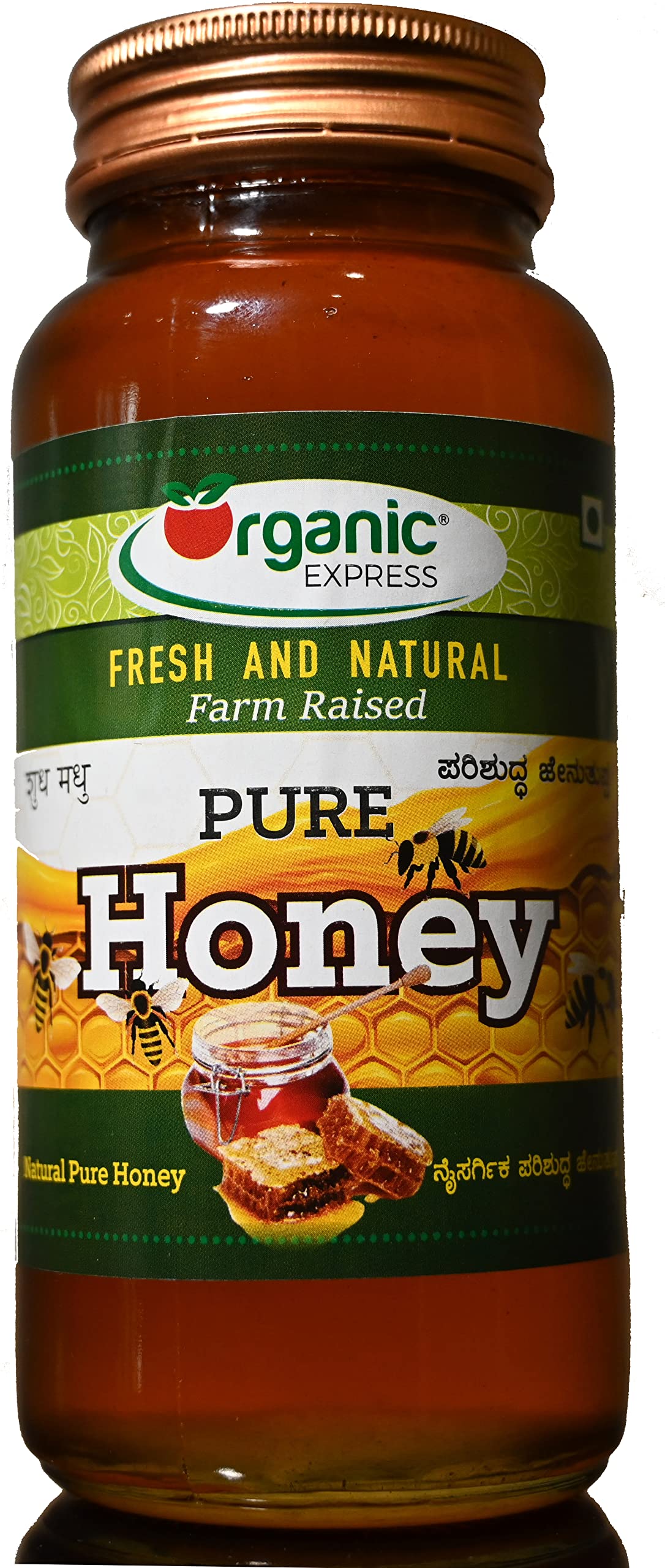 Organic Express Pure Honey- (600 grms) Fresh and Natural Farm-Raised,Helps Build Immunity,Fight Cold & Cough improves Digestion,