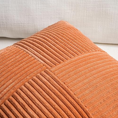 Miniatura 4 de Fancy Homi Paquete de 2 fundas de almohada decorativas de color naranja quemado de 20 x 20 pulgadas para sala de estar, sofá, cama, sofá, rústico,