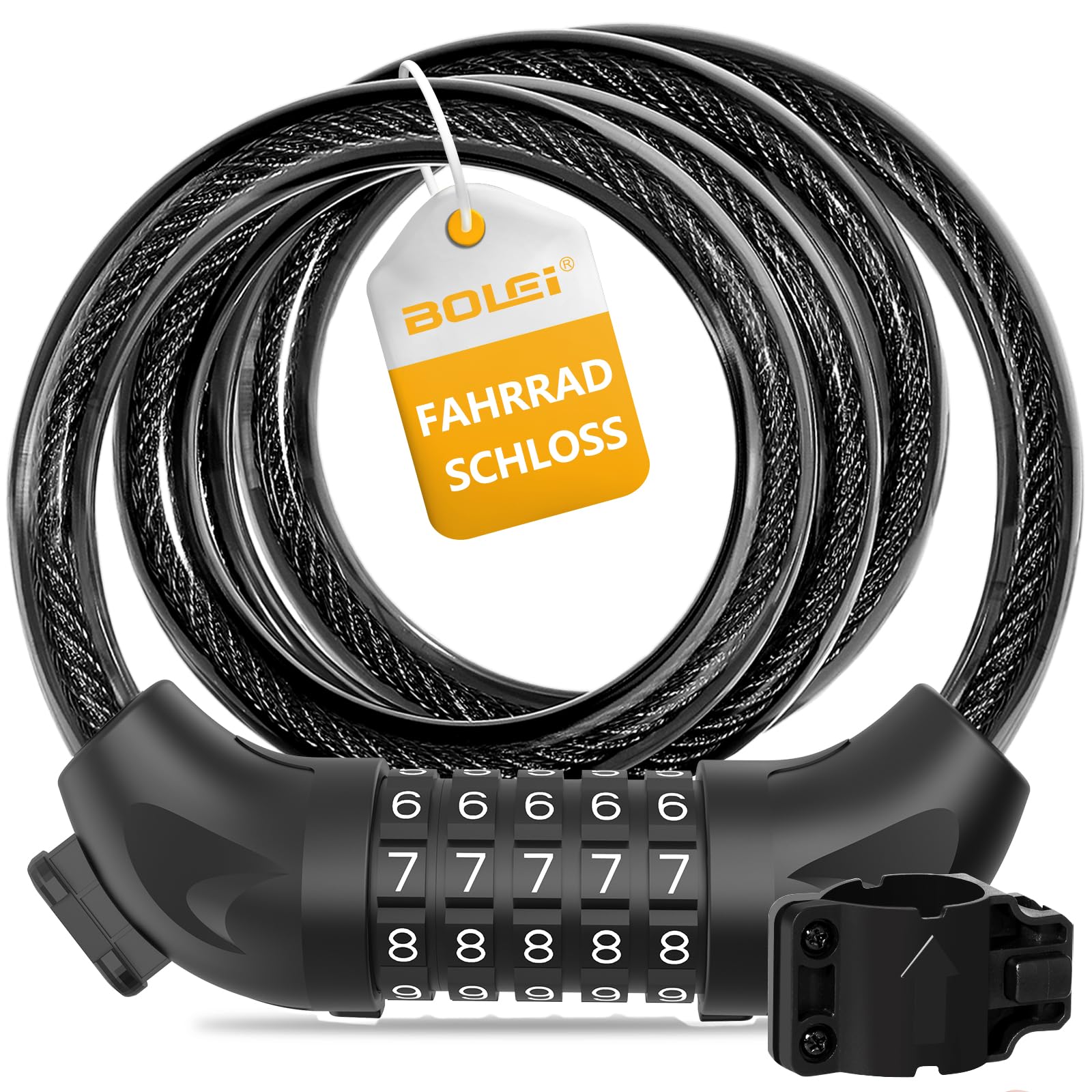 Lucchetto Per Bicicletta Portatile, 5 Cifre Impermeabile Azzerabile