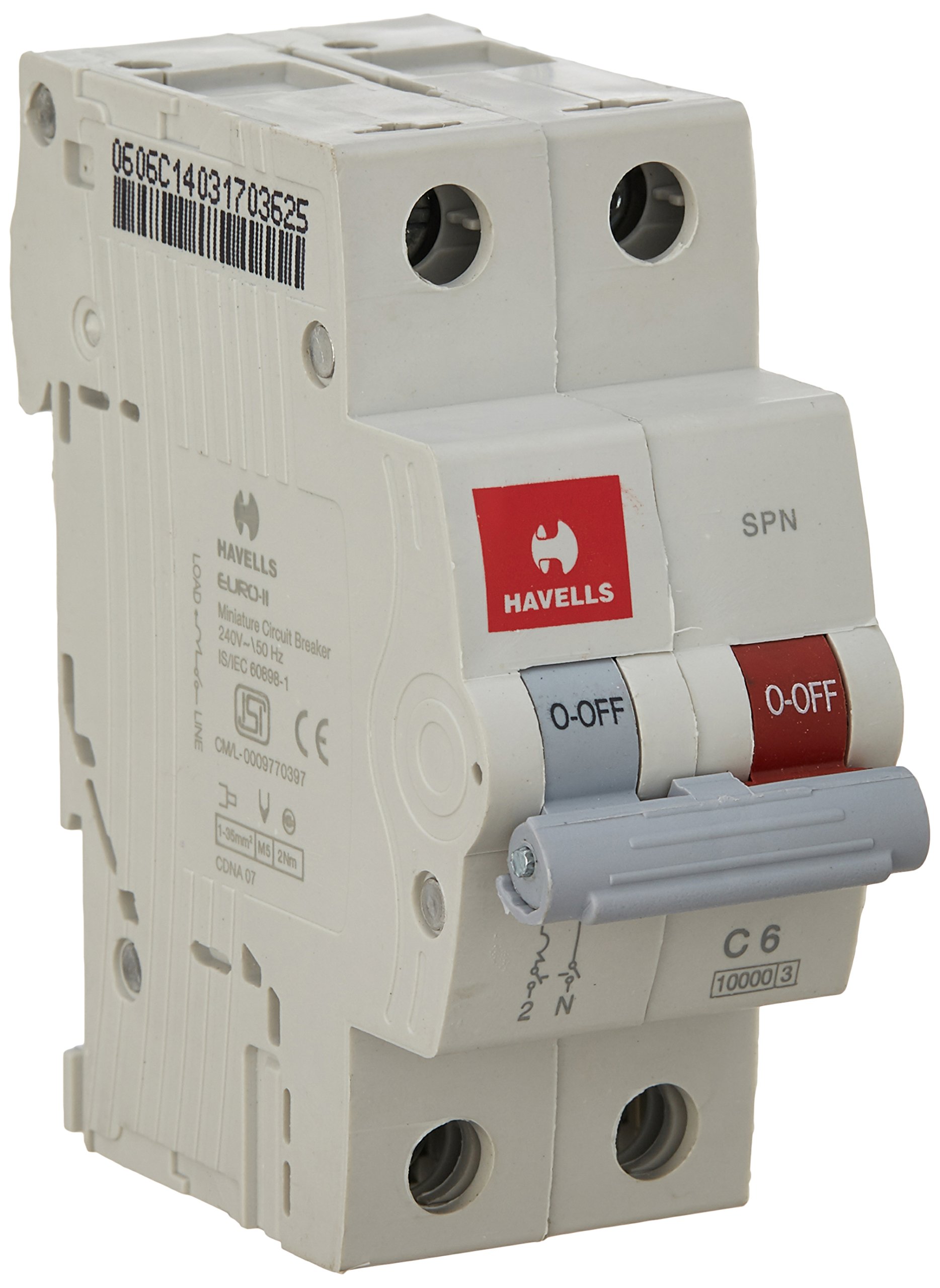 Havells DHMGCSNF006 PVC Plastic 6A MCB SPN C Curve (White)-picture-25