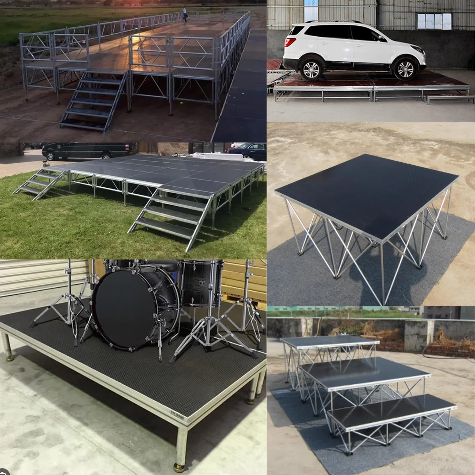 Plataforma Ligera, Plegable y portátil: Sistema Modular Antideslizante Apto para conciertos, Eventos y actuaciones; diseño de Anillo de fácil instalación, Cualquier ocasión.