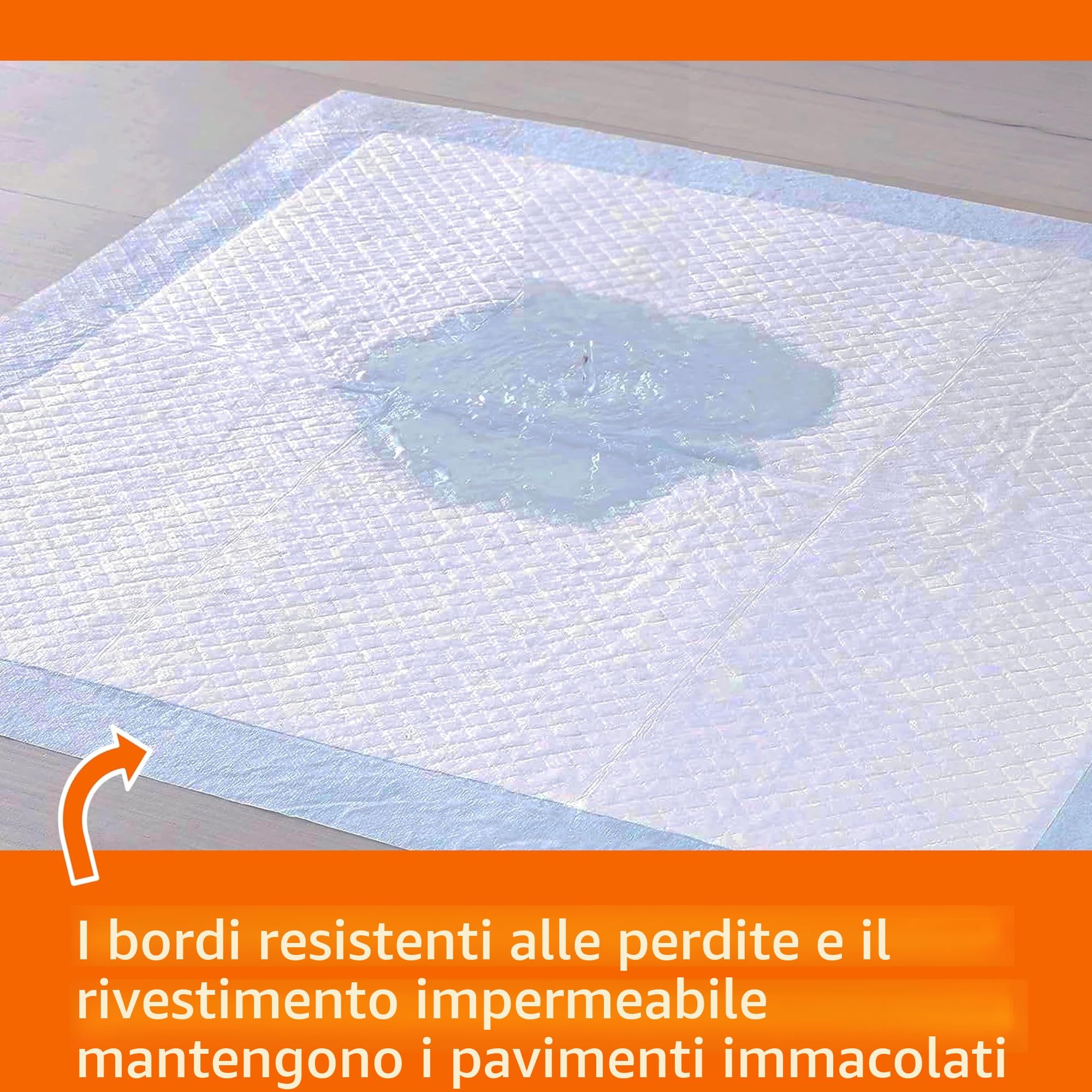 Amazon Basics Tappetini per l'addestramento di Cani e Cuccioli, Design a 5 Strati a Prova di perdite con Superficie ad Asciugatura Rapida, Dimensione Standard, Confezione da 100, Blu/Bianco