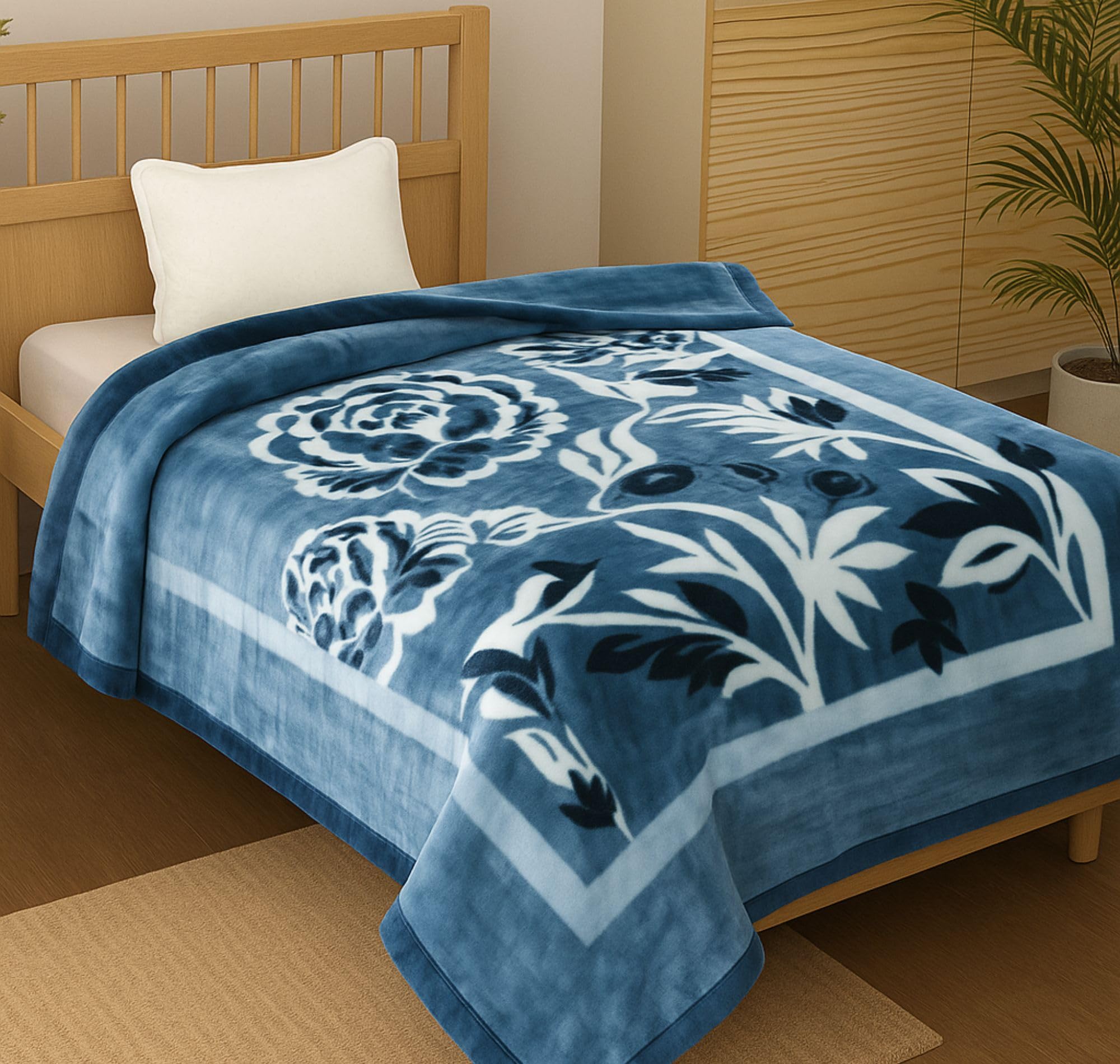 BSB HOME Supersoft Printed Mink Blanket for Heavy Winter – 600 GSM Ultra Soft Luxurious Embossed Double Bed Blanket, Warm & Fluffy Cozy for Extreme Cold Weather (Grey Blue, 150 x 230 Cm, 2500 Grams)-picture-12