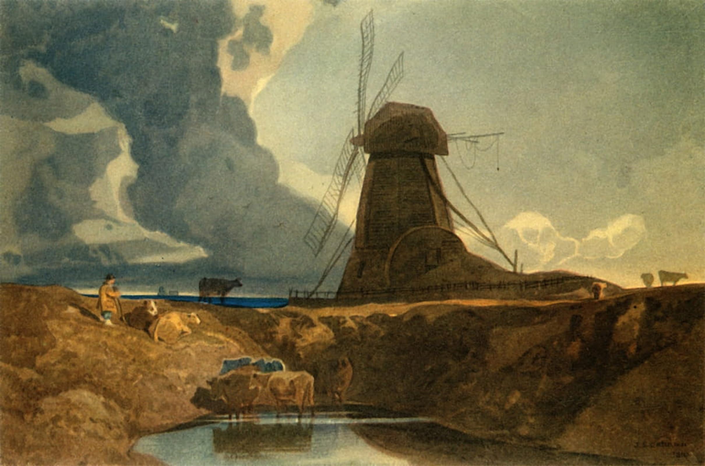 ARTXLXXBN Famous Painting Canvas Artwork Graffiti Print Draining Mill Lincolnshire by Sell Cotman Portrait Canvas Image for Home Decor 60x90cm