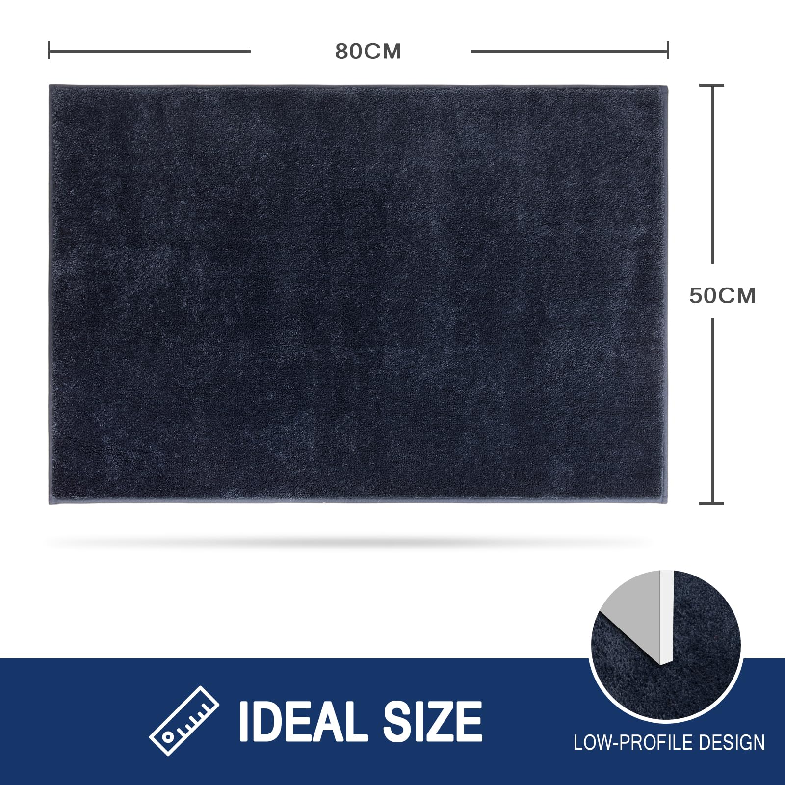 FCSDETAIL Zerbino Trappola Sporco 50 x 80 cm, Tappetino Antiscivolo Lavabile in Lavatrice, Zerbino d'Ingresso con Microfibre Morbide Assorbenti per Cane, Ingresso, Porta e Corridoio