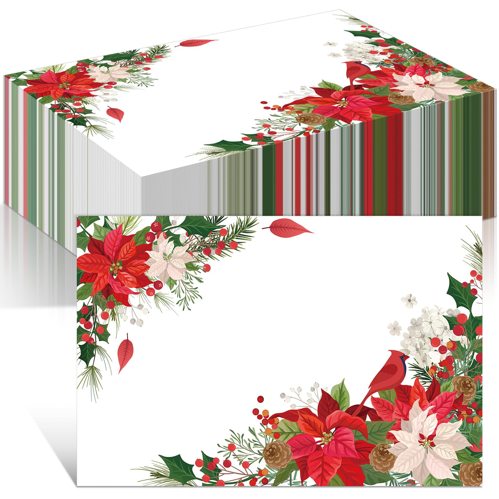 Geetery Paquete de 100 manteles individuales de papel desechables de Navidad, a granel, manteles individuales de papel para mesa de cena, celebración de Navidad, decoración de fiesta de acebo de