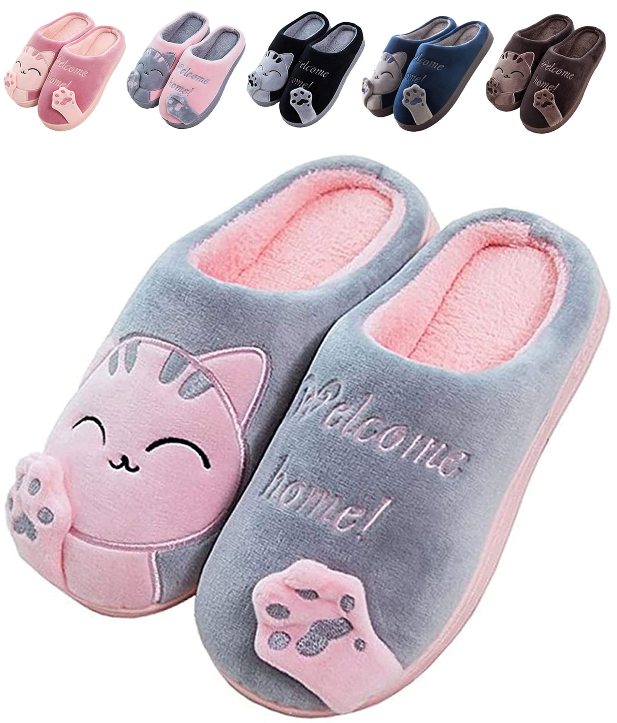 JACKSHIBO Hausschuhe Damen Winter Plüsch Pantoffeln Herren Warm Filzpantoffeln Frauen Bequeme Slippers Unisex