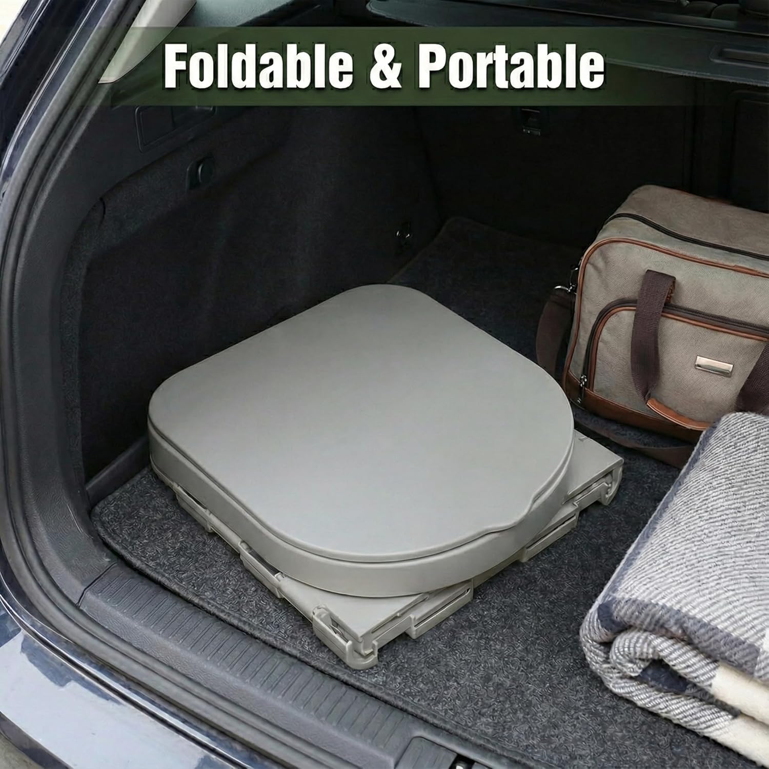 Portable Camping Toilet for Adults, XL Folding Travel Toilet with Lid, Sturdy Foldable Porta Potty with Bags for Car, Outdoor Camping, Road Trips, Hiking, Emergency and Truck Drivers