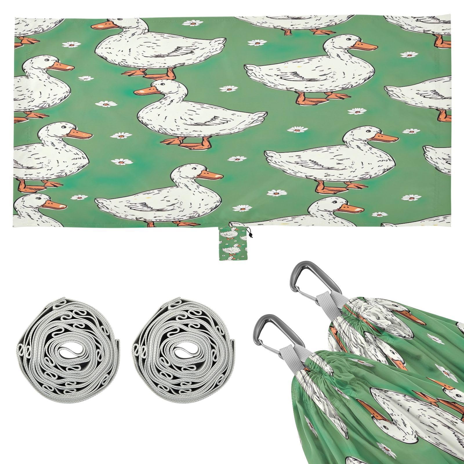 ATTX Cute Ducks Camping Hammock - Lightweight & Portable Hammocks, Heavy Duty 330lbs Capacity for Indoor, Hiking, Backpacking, Travel, Backyard, Beach#458