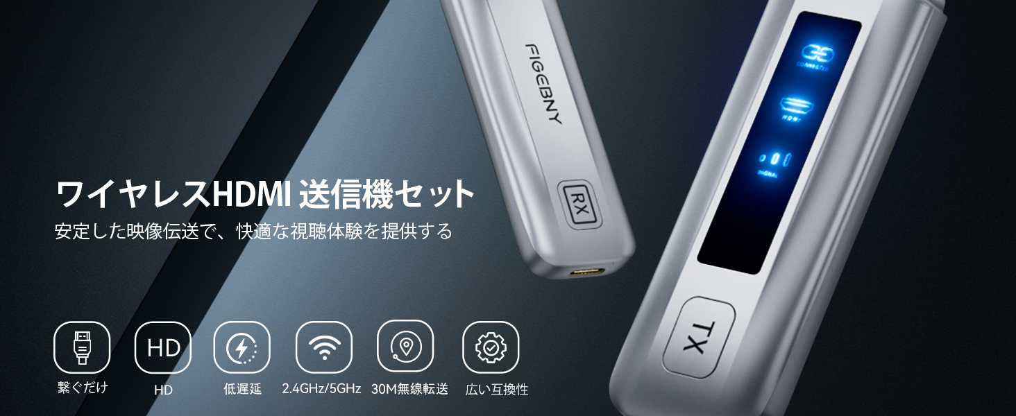Amazon | FIGEBNY hdmi 無線 ワイヤレス 送受信機セット LED
