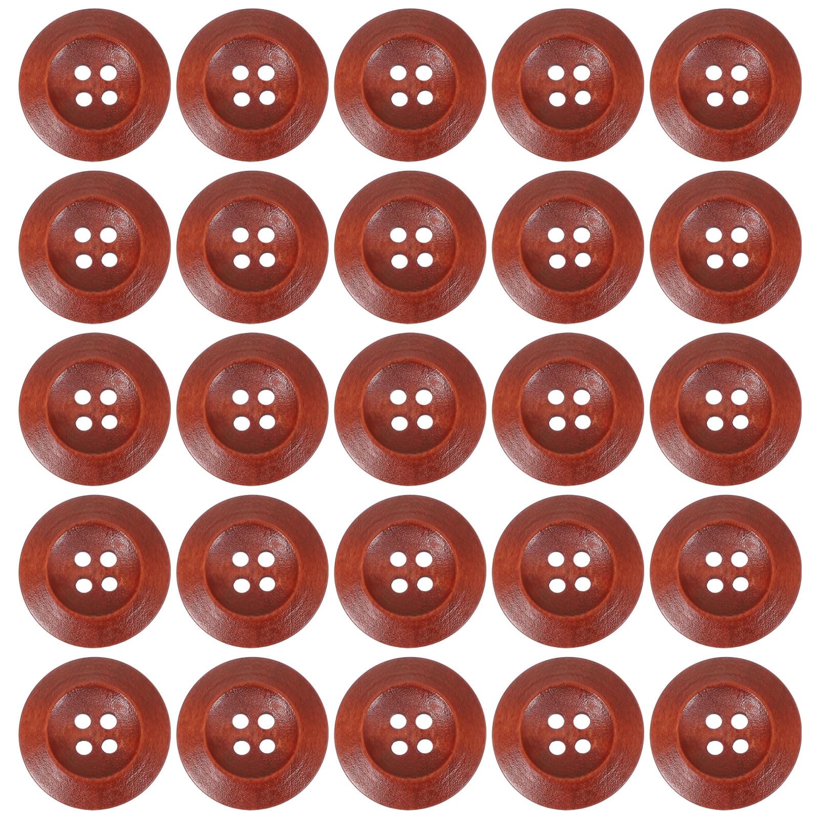 PATIKIL Wooden Buttons 1 Inch (25mm), 80 Pcs Wood Sewing Button 4 Holes Round Handmade Ornament Buttons for DIY Crafts Sewing Clothing Decoration Bag, Red