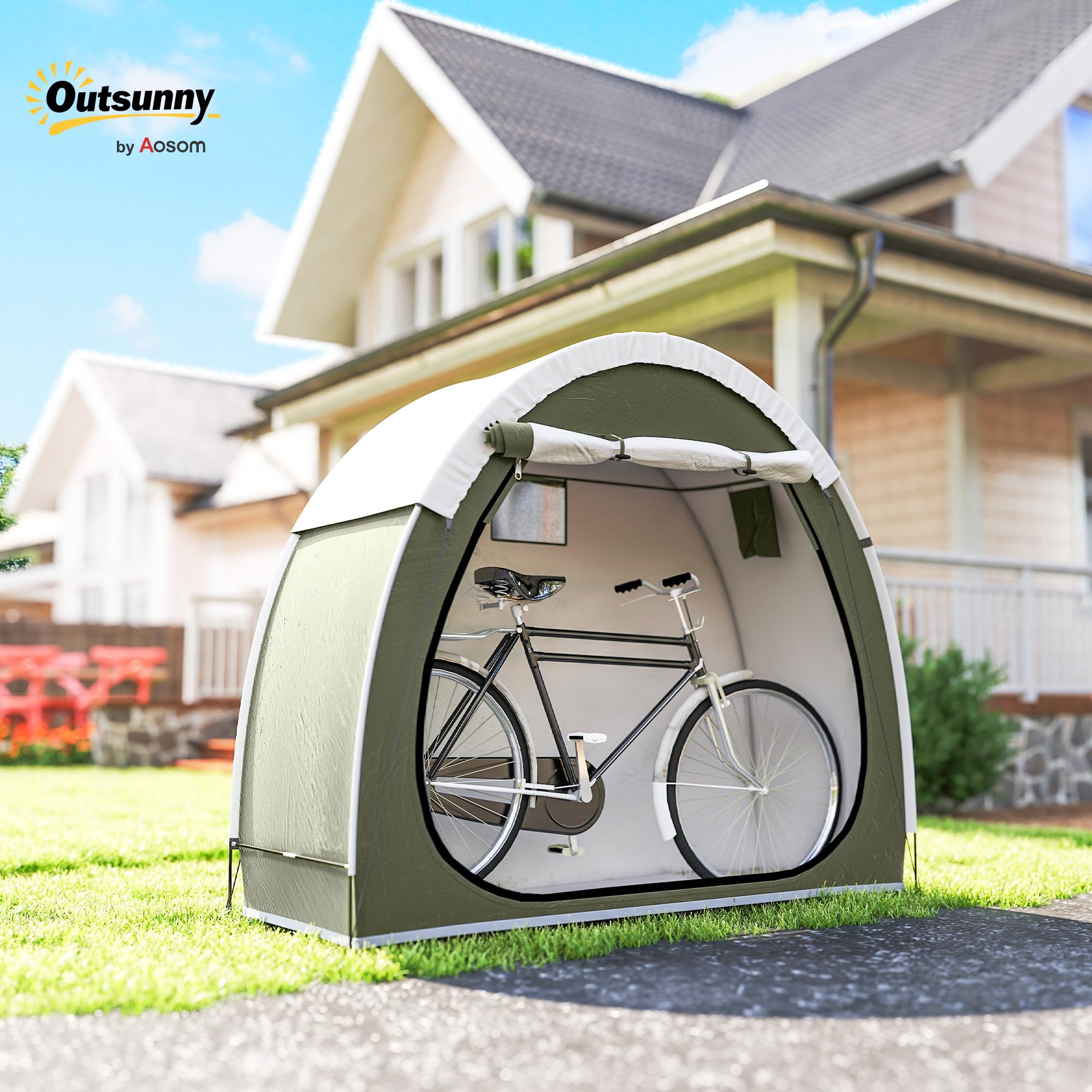 Outsunny Tenda da bicicletta 2 biciclette impermeabile Oxford 210D UPF50+ 200x80x170 cm
