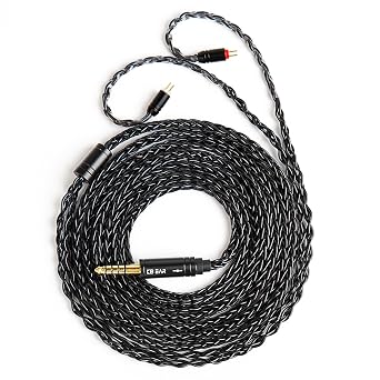 keephifi KBEAR ST12 Plus 2M Black IEM Cable 4.4mm 2PIN Type, 8-Strand 4N OFC Silver-Plated Upgraded Cable for KZ AS10/ZST/ES4/ES3/BA10, CCZ CRA/C10, TRN V80/V20