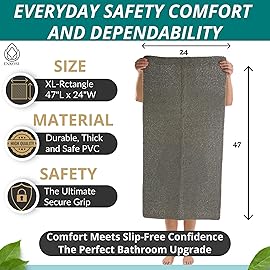 Anti Slip Shower Mat - Non Slip Shower Mats for Inside Shower - Large 47x24 Loofah Shower Floor Mat Non Slip - Bath Mat for Shower - Secure Mat Without Suction Cups (47x24 Gray)