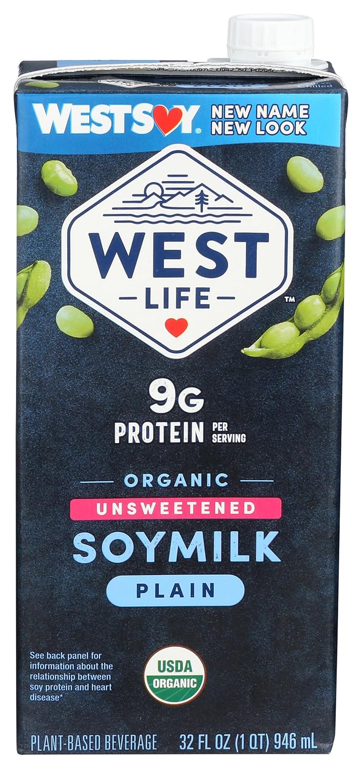 Westsoy Organic Unsweetened Soy Milk 32 Fl Oz - Pure Dairy-Free Plant-Based Alternative