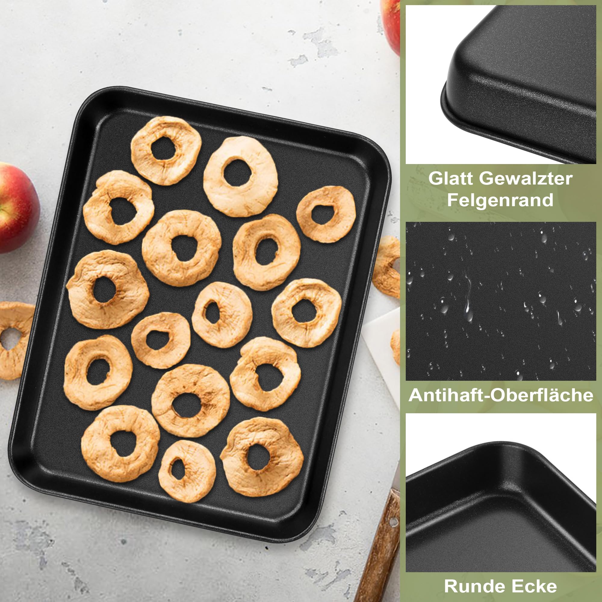 Joyfair Lot de 2 plaques de cuisson antiadhésives en acier inoxydable (2, 40 x 30 x 2,5 cm)
