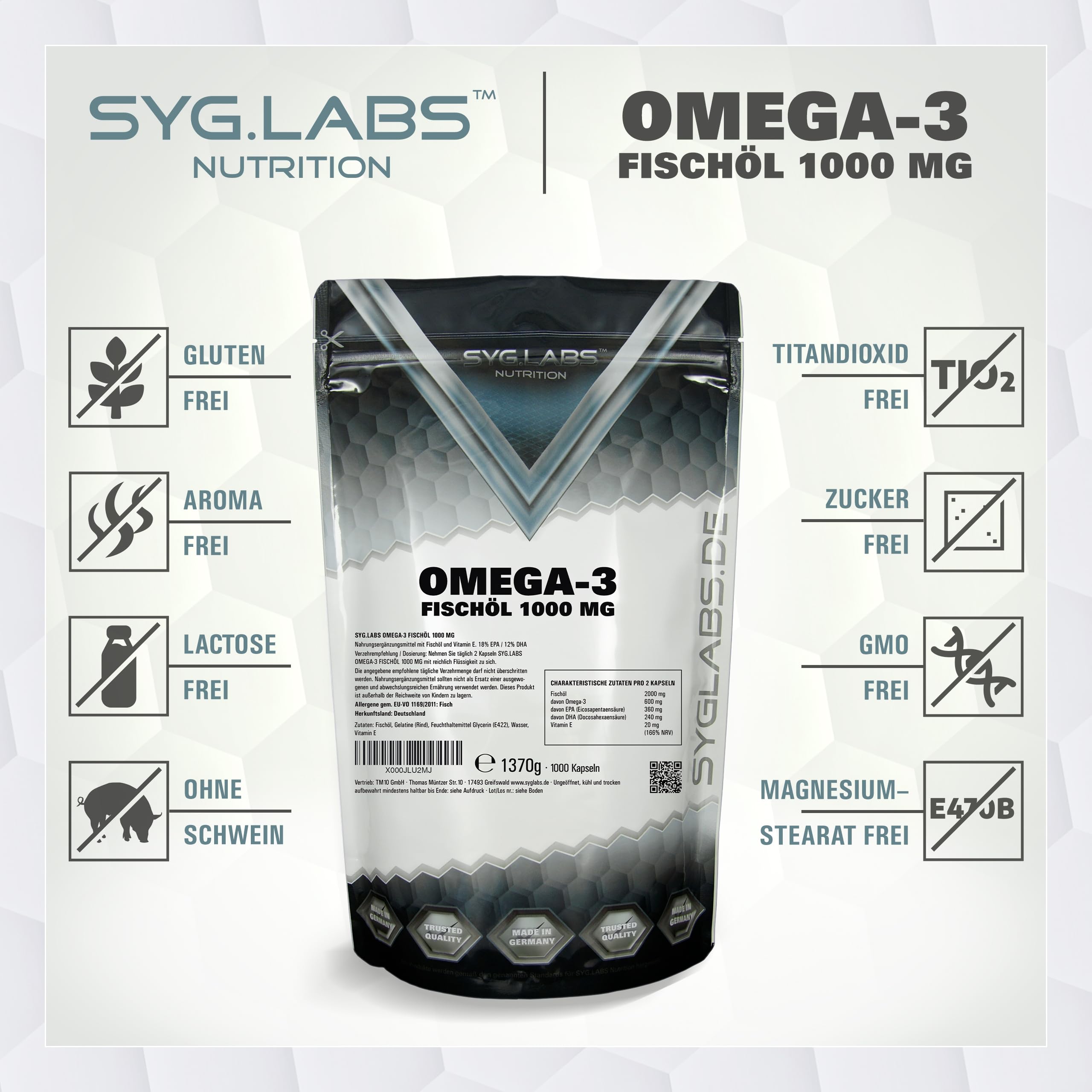 Omega 3, 1000 mg, 1000 cápsulas, 1 unidad (1,37 kg)