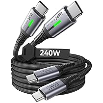 INIU 240W Cavo USB C a USB C, (2Pezzi 2m) PD3.0 Cavo USB Type-C Ricarica Rapida, Nylon Cavo USBC per iPhone 17 Pro Max, MacBook Air, iPad Pro, Samsung Galaxy S25 Ultra, Pixel 10, Steam Deck Switch ECC
