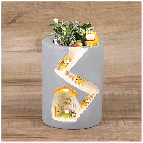 Vista 46 de Segreto - Macetas creativas para plantas suculentas, contenedor de pinceles, decorativas para escritorio, jardín, sala Familia de fuentes Hedgehog