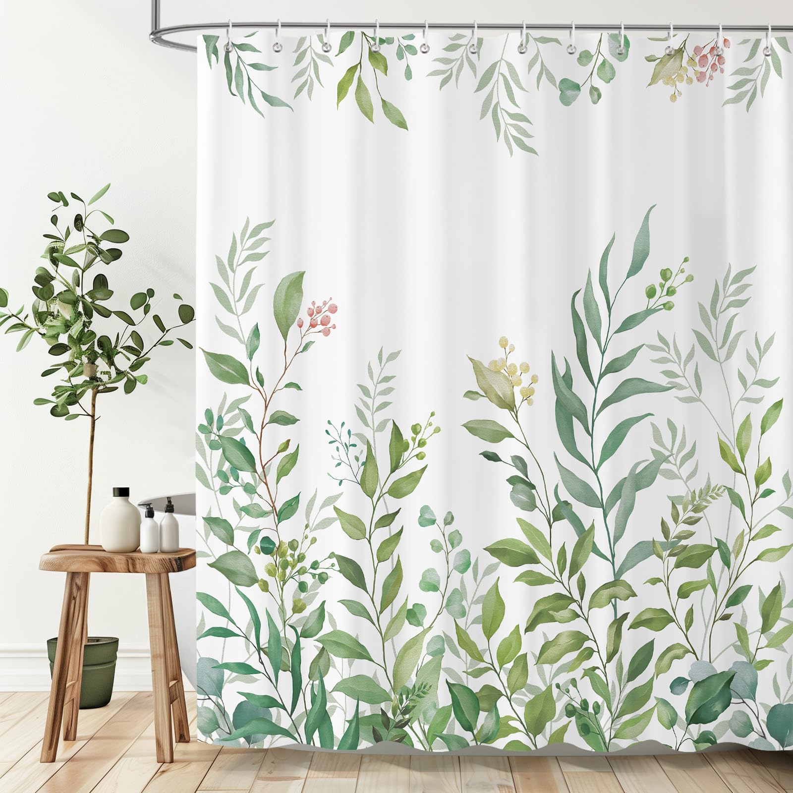 Dazzlewall Sage Green Shower Curtain for Bathroom Mould & Mildew Resistant